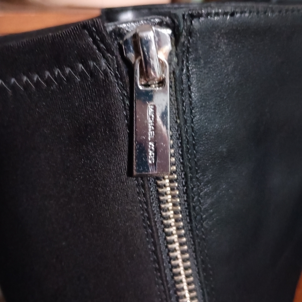 Michael Kors Hamilton Black Leather + Stretch Riding Boots_6M - Picture 5 of 9